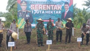 Dandim Loteng Hadiri Penanaman Jagung Serentak 1 Juta Hektar Oleh Polres Loteng Di Desa Mekar Damai